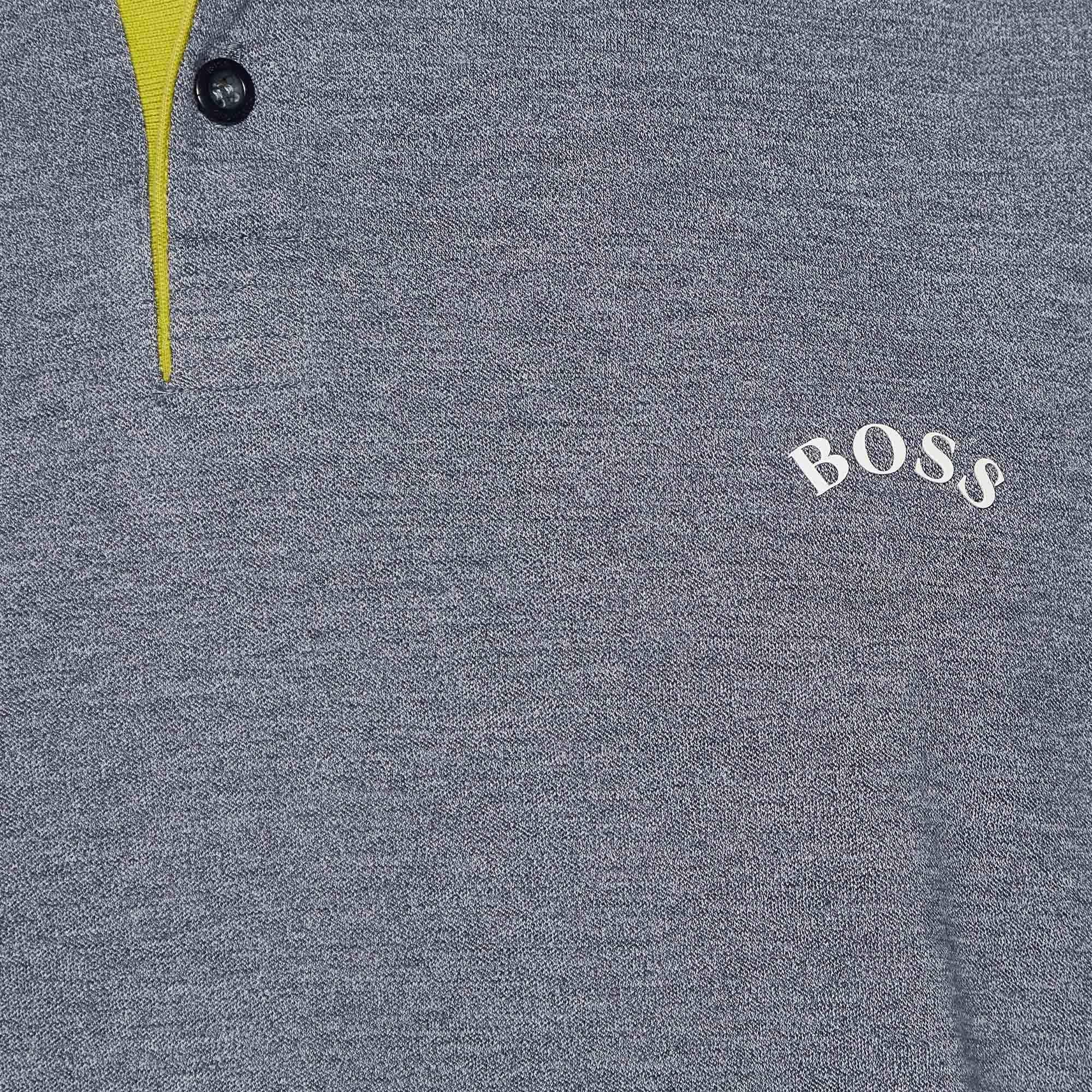 Gray Boss by Hugo Boss Grey Cotton Paul Curved Polo T-Shirt XXXL For Sale