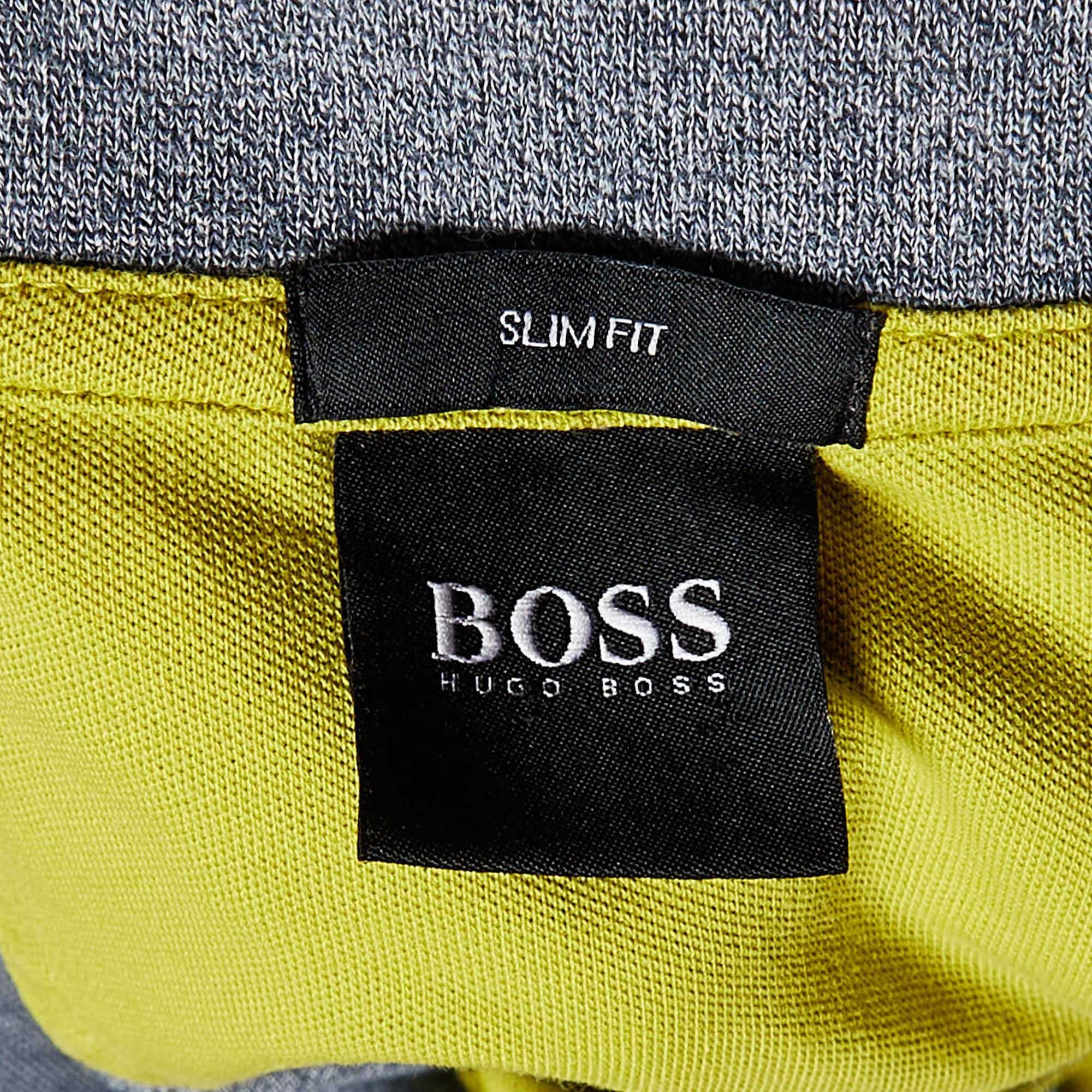 Boss by Hugo Boss Grey Cotton Paul Curved Polo T-Shirt XXXL In Good Condition For Sale In Dubai, Al Qouz 2