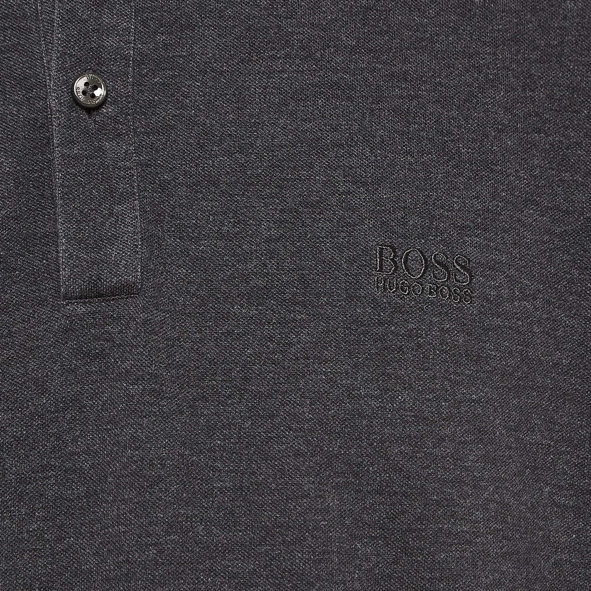 Boss By Hugo Boss Grau Baumwolle Pique Polo T-Shirt XXXL (Schwarz) im Angebot