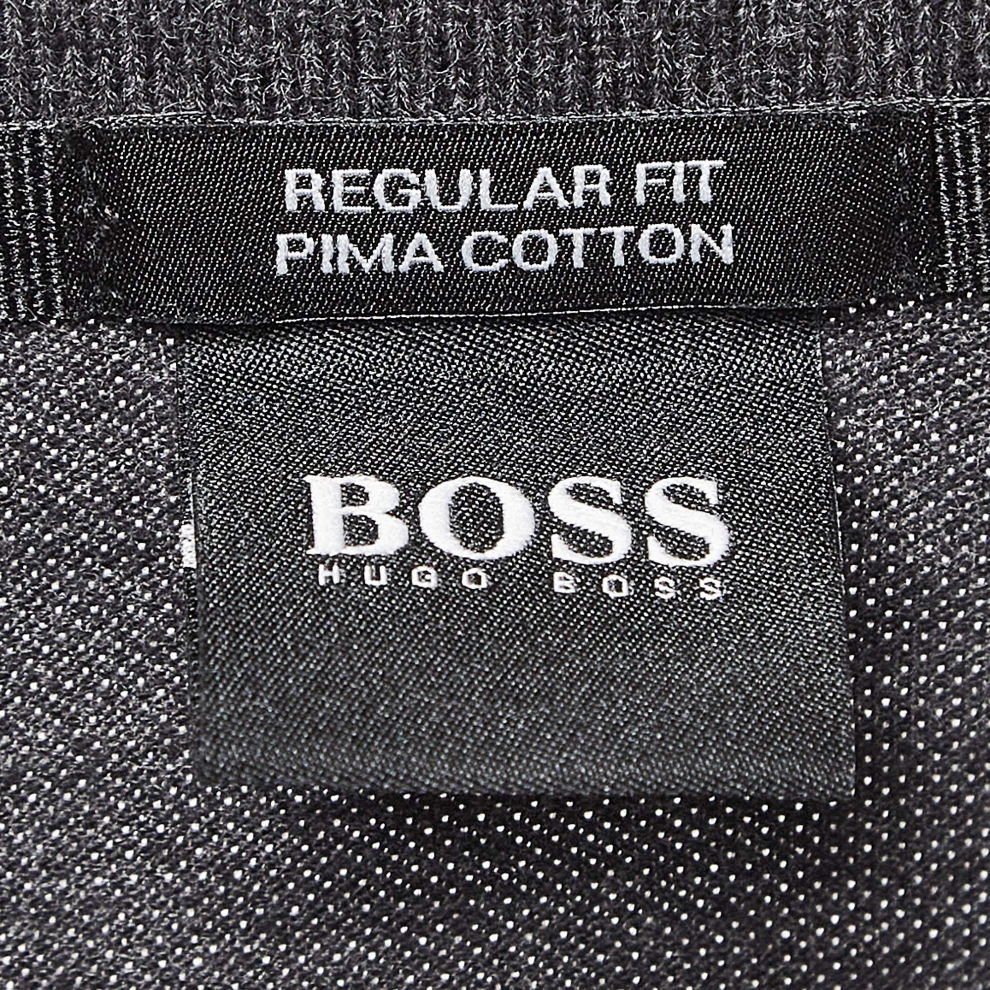 Boss By Hugo Boss Grau Baumwolle Pique Polo T-Shirt XXXL im Zustand „Hervorragend“ im Angebot in Dubai, Al Qouz 2