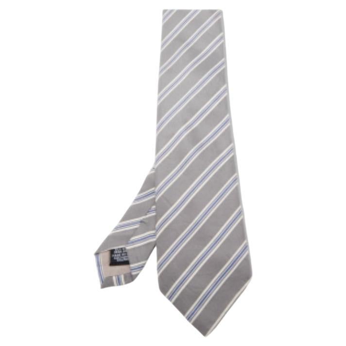 Boss By Hugo Boss Graue diagonal gestreifte Seidenkrawatte