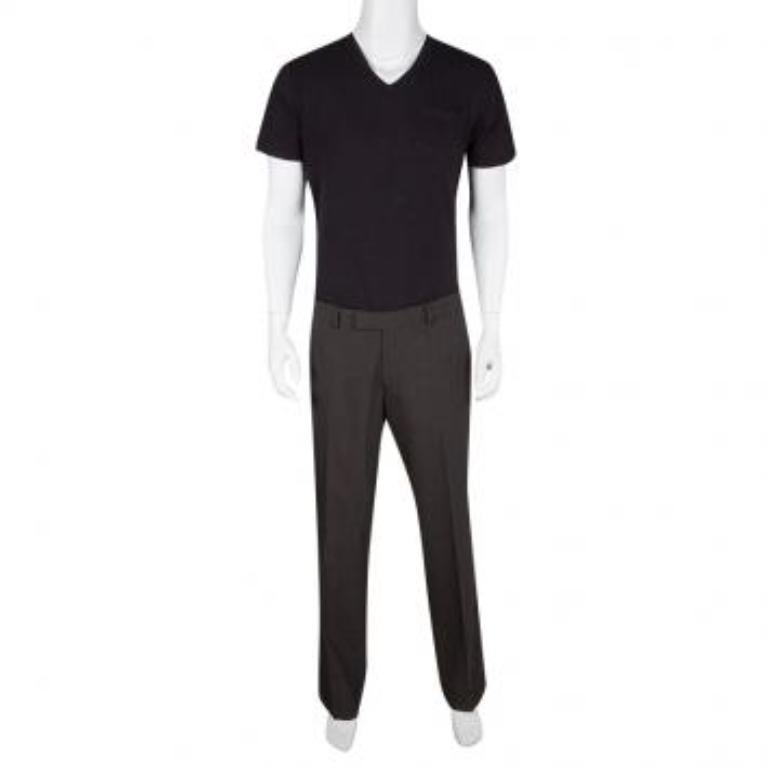 Nero Boss By Hugo Boss Grey Wool Blend Tailored Trousers XXL in vendita