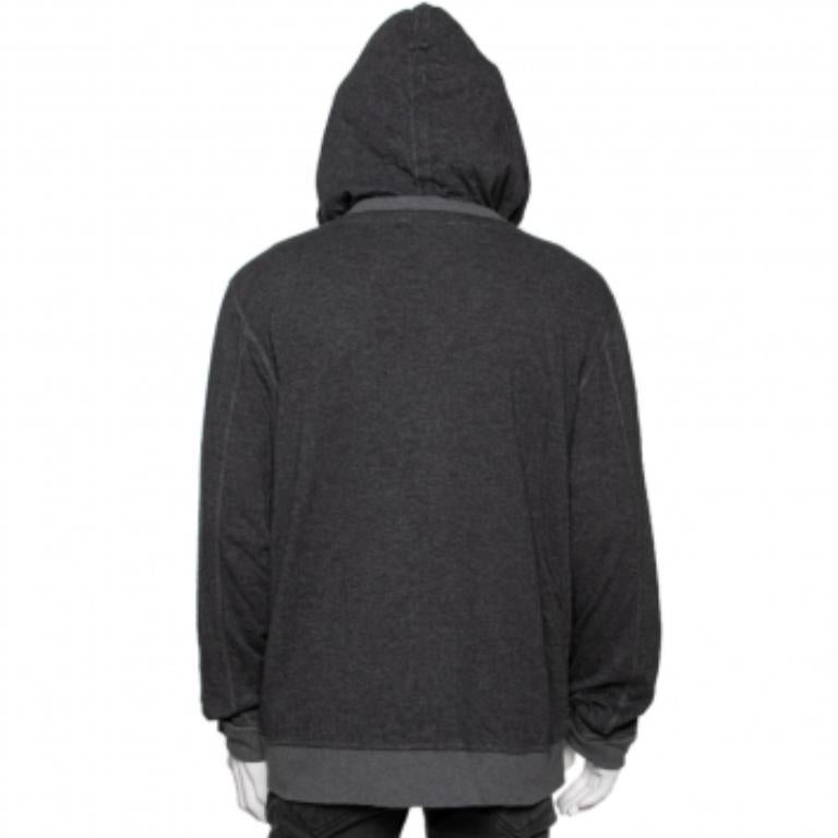 Black Boss By Hugo Boss Grey Wool Long Sleeve Hoodie XXL For Sale