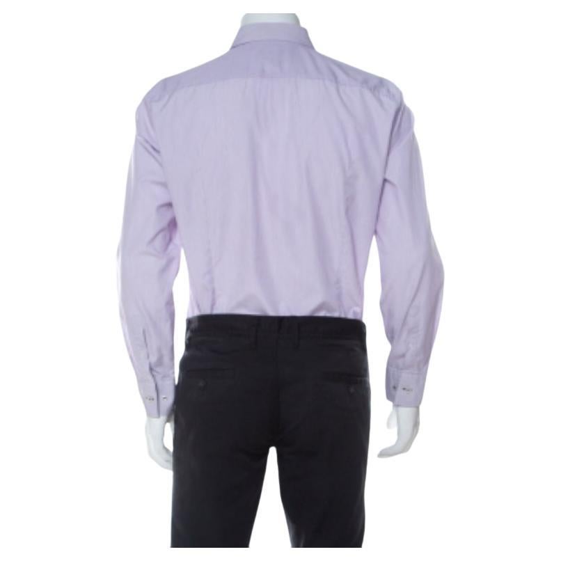 Tailored with precision using cotton, this lilac pinstriped shirt from Boss by Hugo Boss will be a staple addition to your closet. It has long sleeves, a classic collar, and full front buttons. It will add to your formal style.