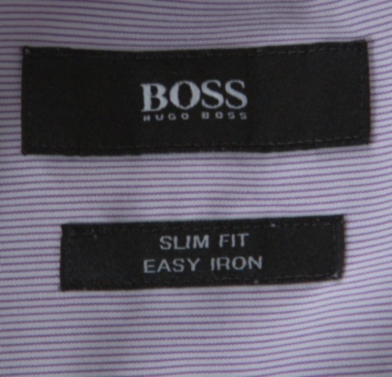 Uomo Boss by Hugo Boss Lilac Pinstriped Cotton Joey Shirt L in vendita