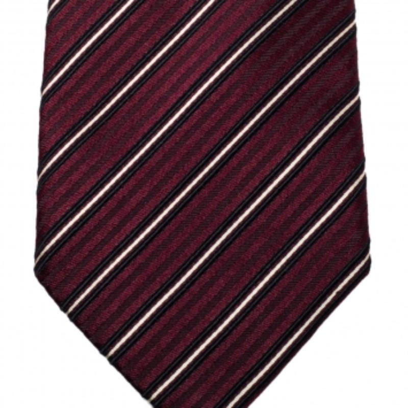 Cravatta in seta a righe diagonali Boss By Hugo Boss Maroon In condizioni ottime in vendita a Dubai, Al Qouz 2