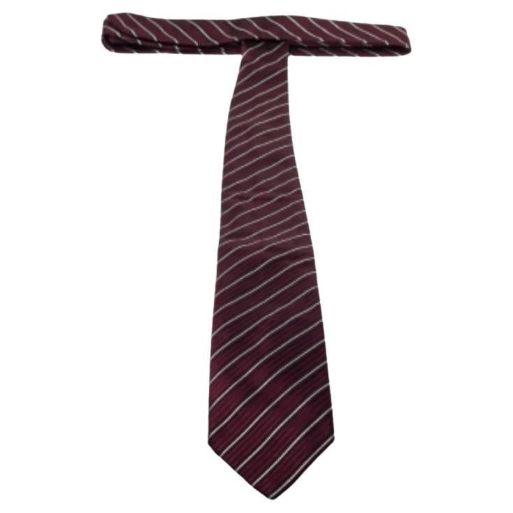 Cravatta in seta a righe diagonali Boss By Hugo Boss Maroon in vendita