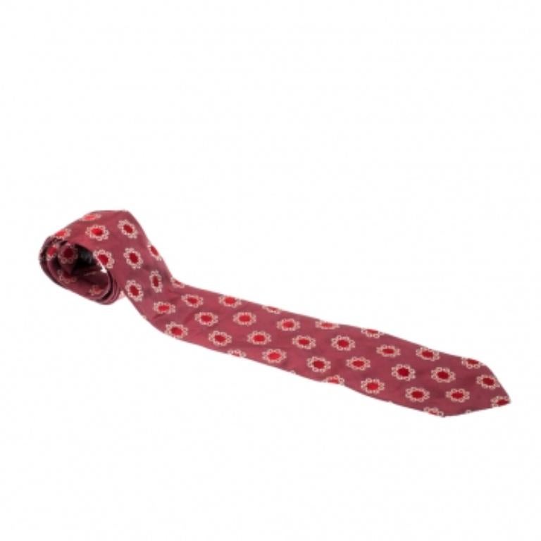 Boss By Hugo Boss Krawatte aus Seidenjacquard mit Blumenstickerei in Mauve-Rosa und Rot Herren im Angebot