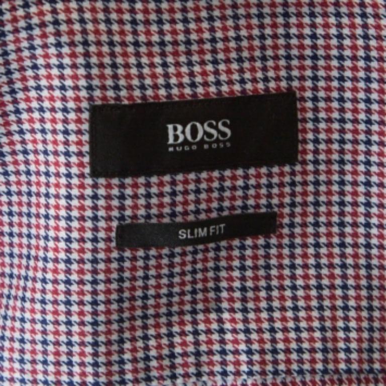 Boss By Hugo Boss - Camicia in cotone stampato pied de poule Multicolore Dwayne Slim Fit M. In condizioni buone in vendita a Dubai, Al Qouz 2