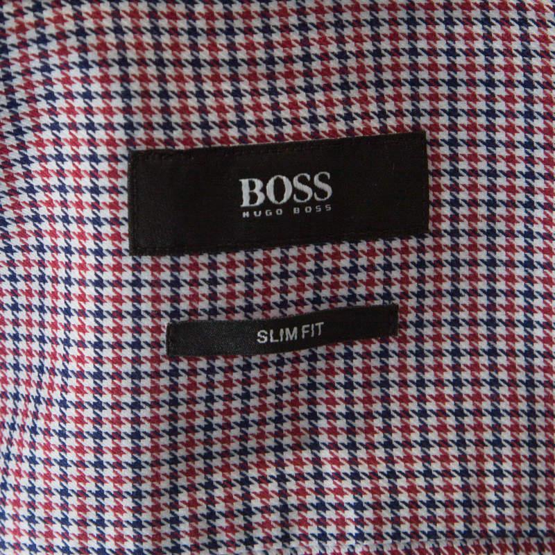 Men's Boss By Hugo Boss Multicolor Houndstooth Printed Cotton Dwayne Slim Fit Shirt M For Sale