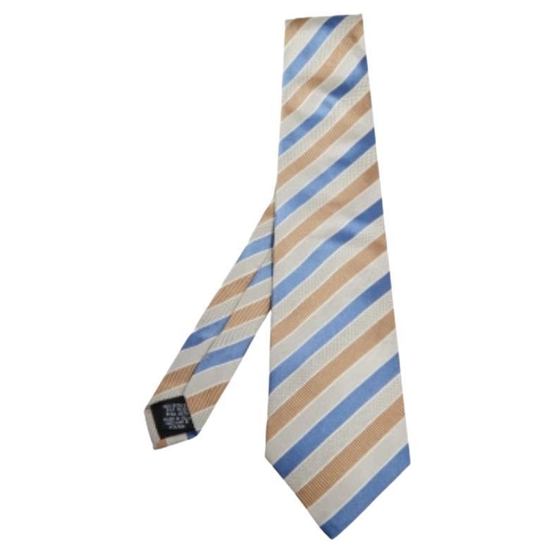 Boss By Hugo Boss - Cravate en jacquard de soie à rayures multicolores en vente