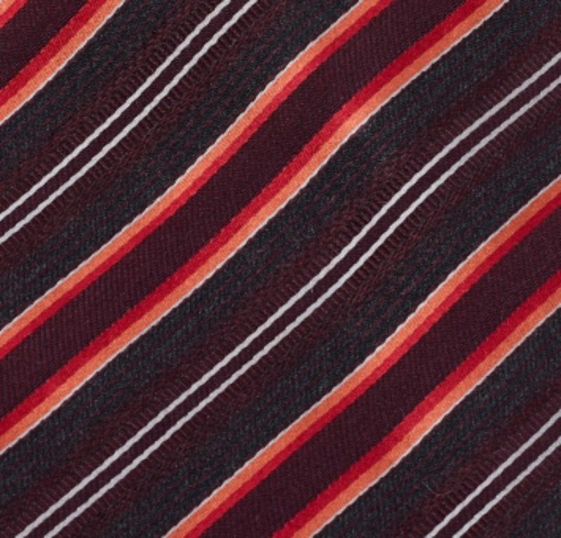 Black Boss By Hugo Boss Multicolor Striped Silk Wool Tie For Sale