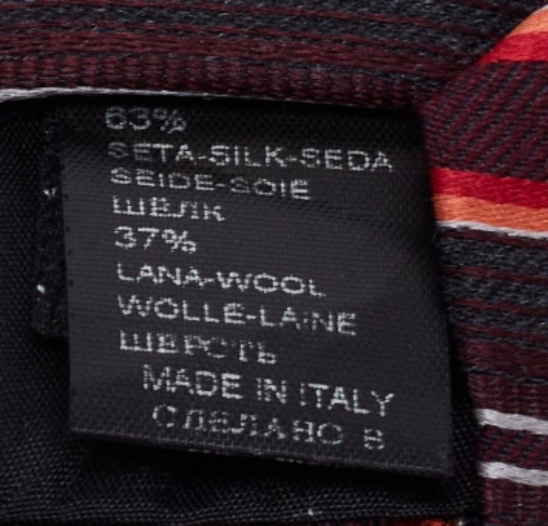 Boss By Hugo Boss Multicolor Striped Silk Wool Tie In Good Condition For Sale In Dubai, Al Qouz 2