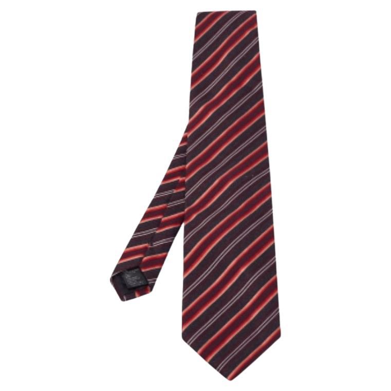 Boss By Hugo Boss Multicolor Striped Silk Wool Tie For Sale