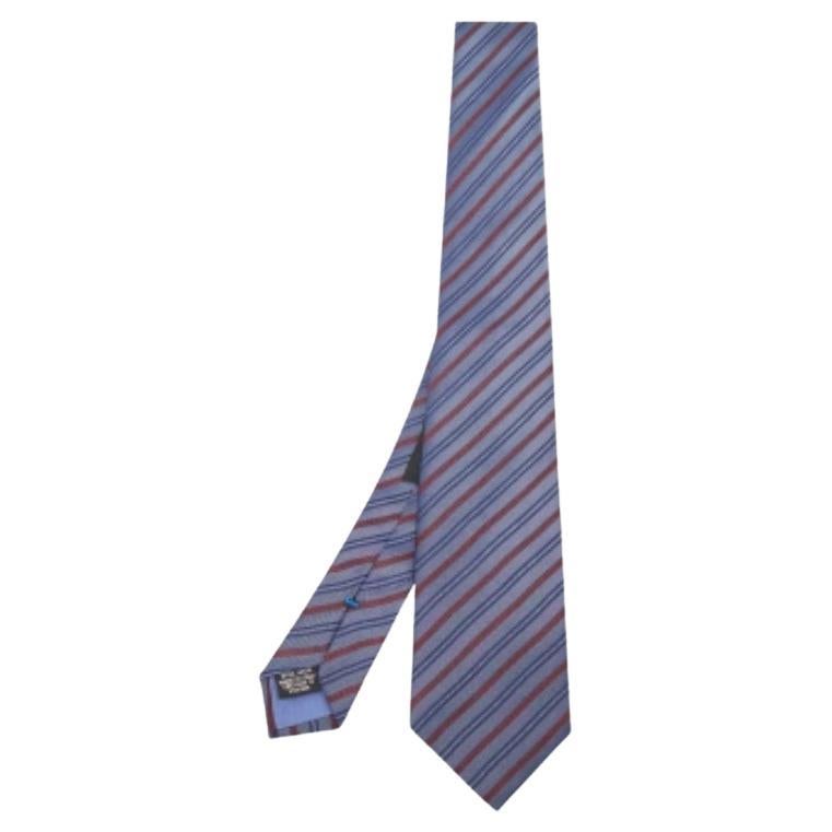 Boss By Hugo Boss Marineblaue diagonal gestreifte Seidenkrawatte im Angebot