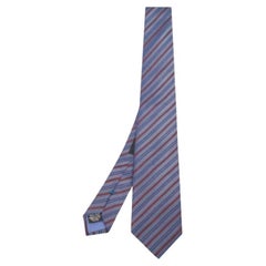 Boss By Hugo Boss Marineblaue diagonal gestreifte Seidenkrawatte
