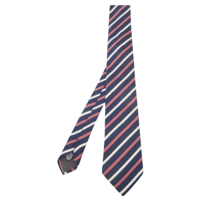 Boss By Hugo Boss Marineblaue diagonal gestreifte Seidenkrawatte