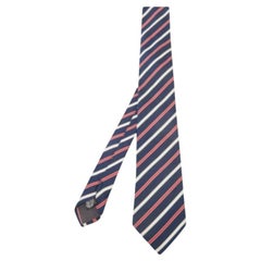Boss By Hugo Boss Marineblaue diagonal gestreifte Seidenkrawatte