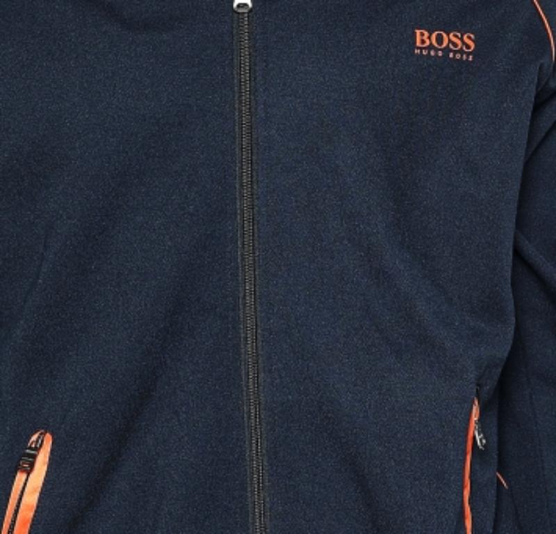 Boss By Hugo Boss - Giacca da ginnastica in maglia blu navy con zip sul davanti M. I. in vendita 2