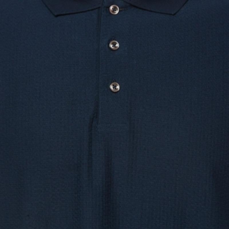 Uomo Boss By Hugo Boss - Maglietta Polo in Jersey Testurizzato Blu Navy XXL in vendita