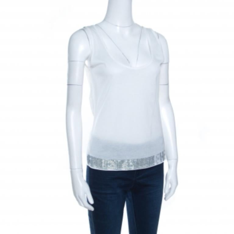 Boss by Hugo Boss Canotta impreziosita da Swarovski in Whiting L.L.A. in vendita 1