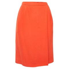 Boss By Hugo Boss Orange Crepe Pleated Knee Length Skirt S