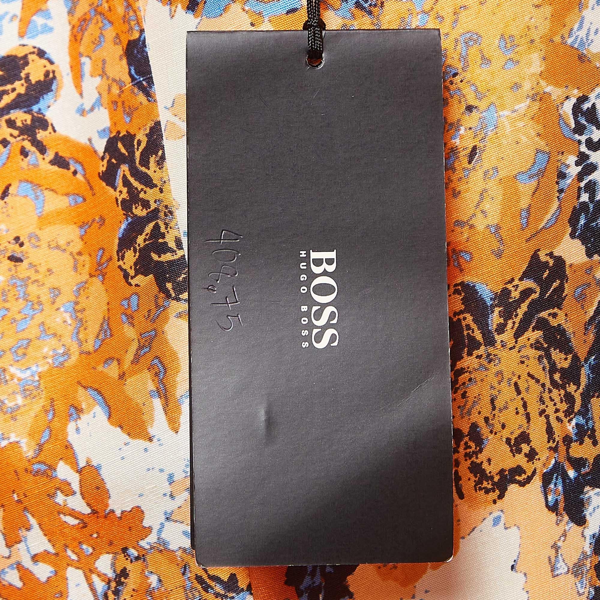 Women's Boss By Hugo Boss Orange Floral Print Silk Mini Dress M