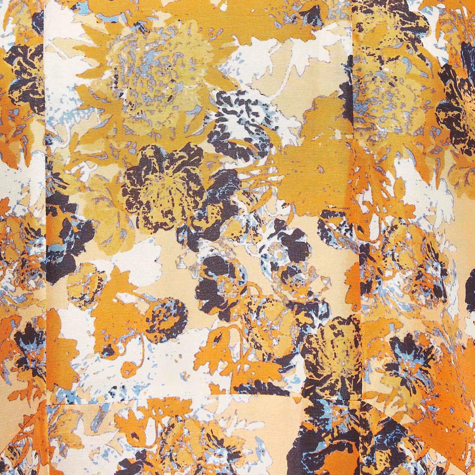 Boss By Hugo Boss Orange Floral Print Silk Mini Dress M 2