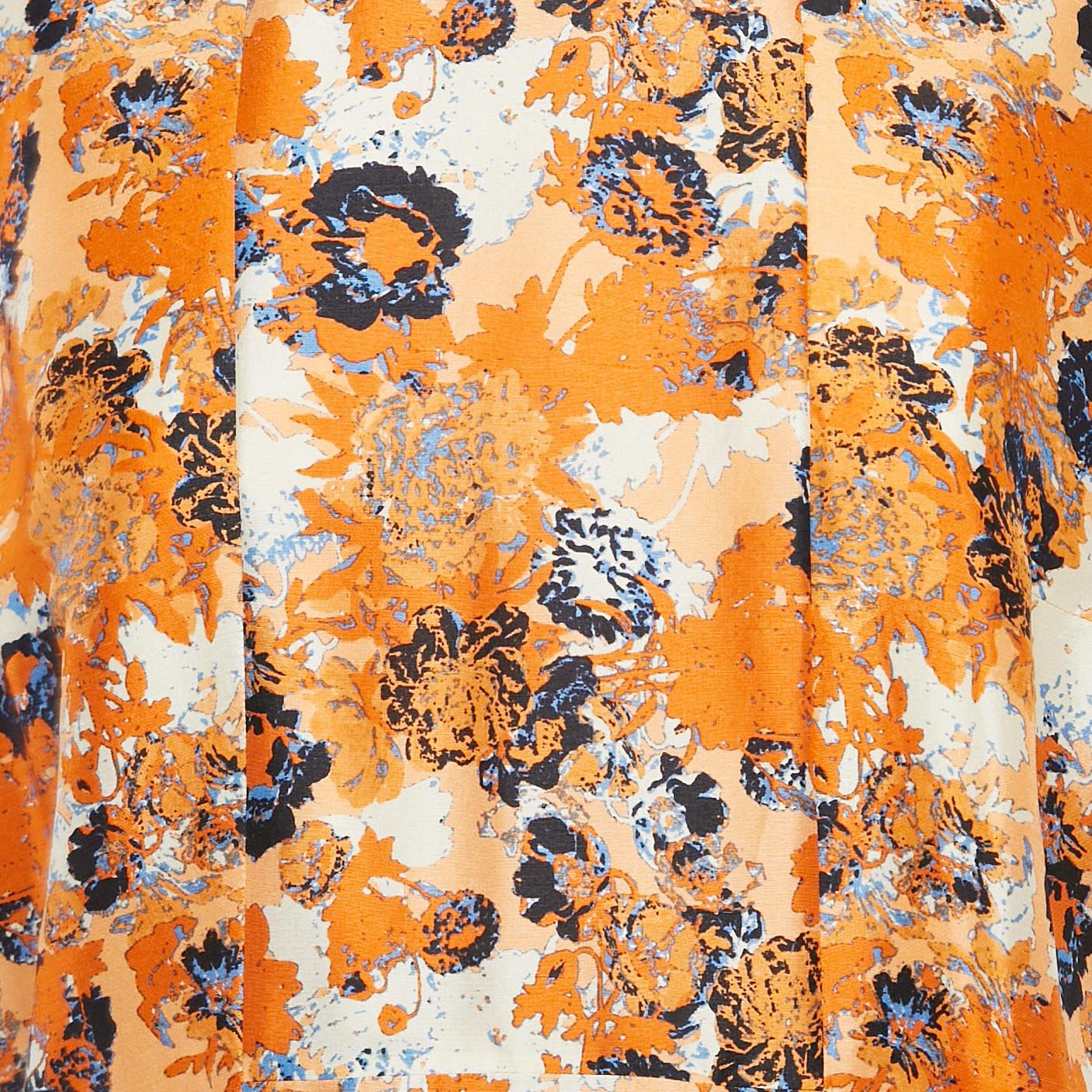 Boss By Hugo Boss Vestido corto de seda con estampado floral naranja M Naranja en venta