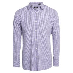 Boss By Hugo Boss - Camicia in cotone a quadretti viola con motivo a coste M. I.