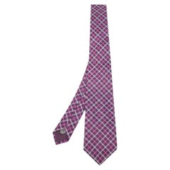 Boss by Hugo Boss - Cravatta in seta con motivo a quadri viola/rosa