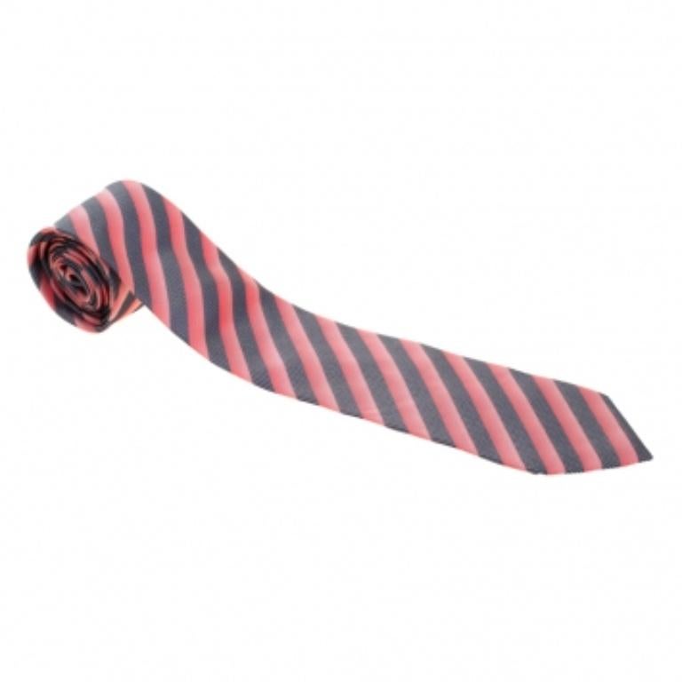 Marrone Boss By Hugo Boss a righe diagonali rosse e blu navy  Cravatta in seta jacquard in vendita