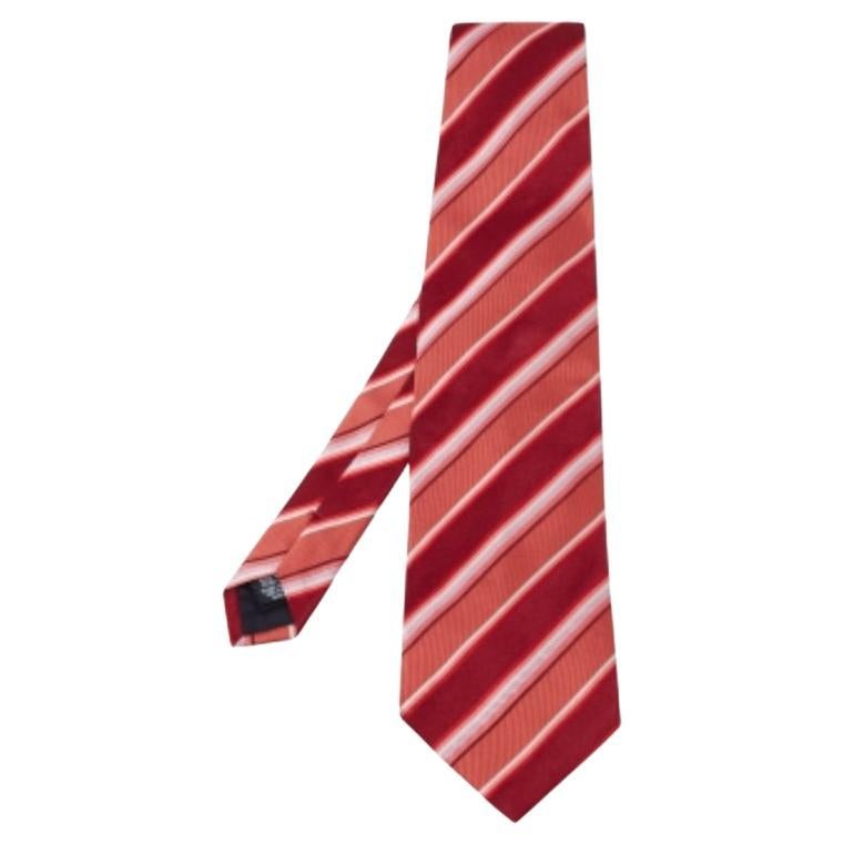 Boss By Hugo Boss Red & Coral Striped Silk Tie