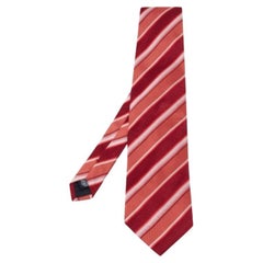 Boss By Hugo Boss Red & Coral Striped Silk Tie