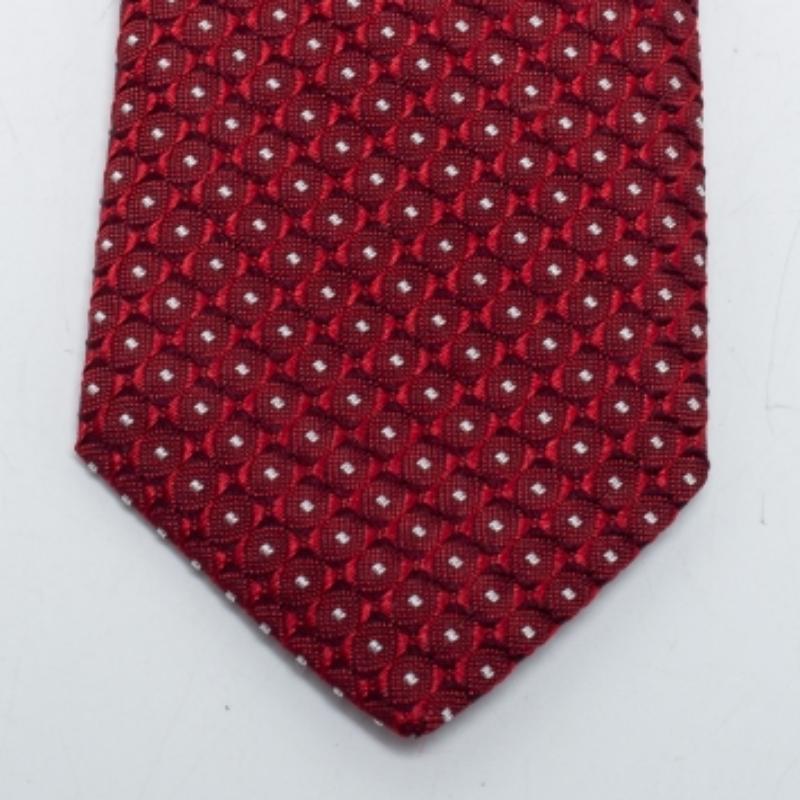 Marrone Cravatta Boss By Hugo Boss in seta jacquard a motivi geometrici rossi in vendita