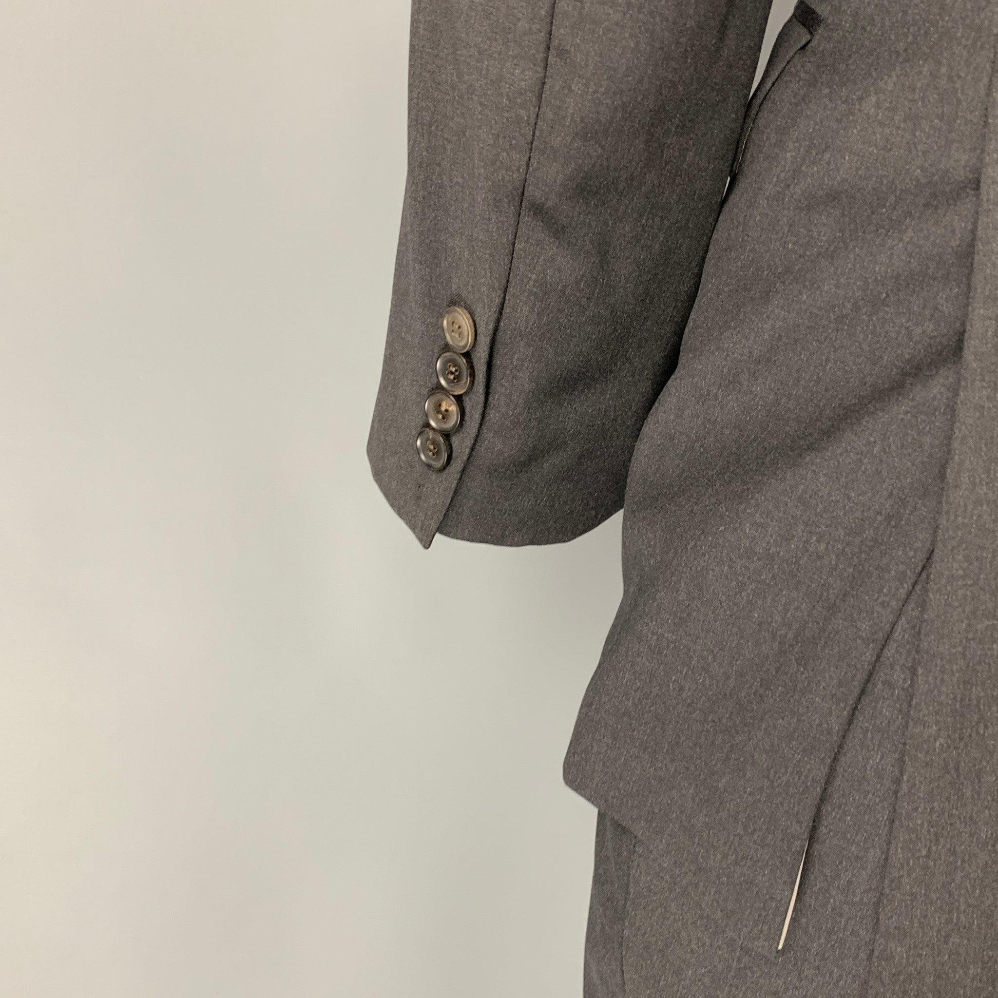 Men's BOSS by HUGO BOSS Size 40 Grey Virgin Wool Notch Lapel Suit For Sale