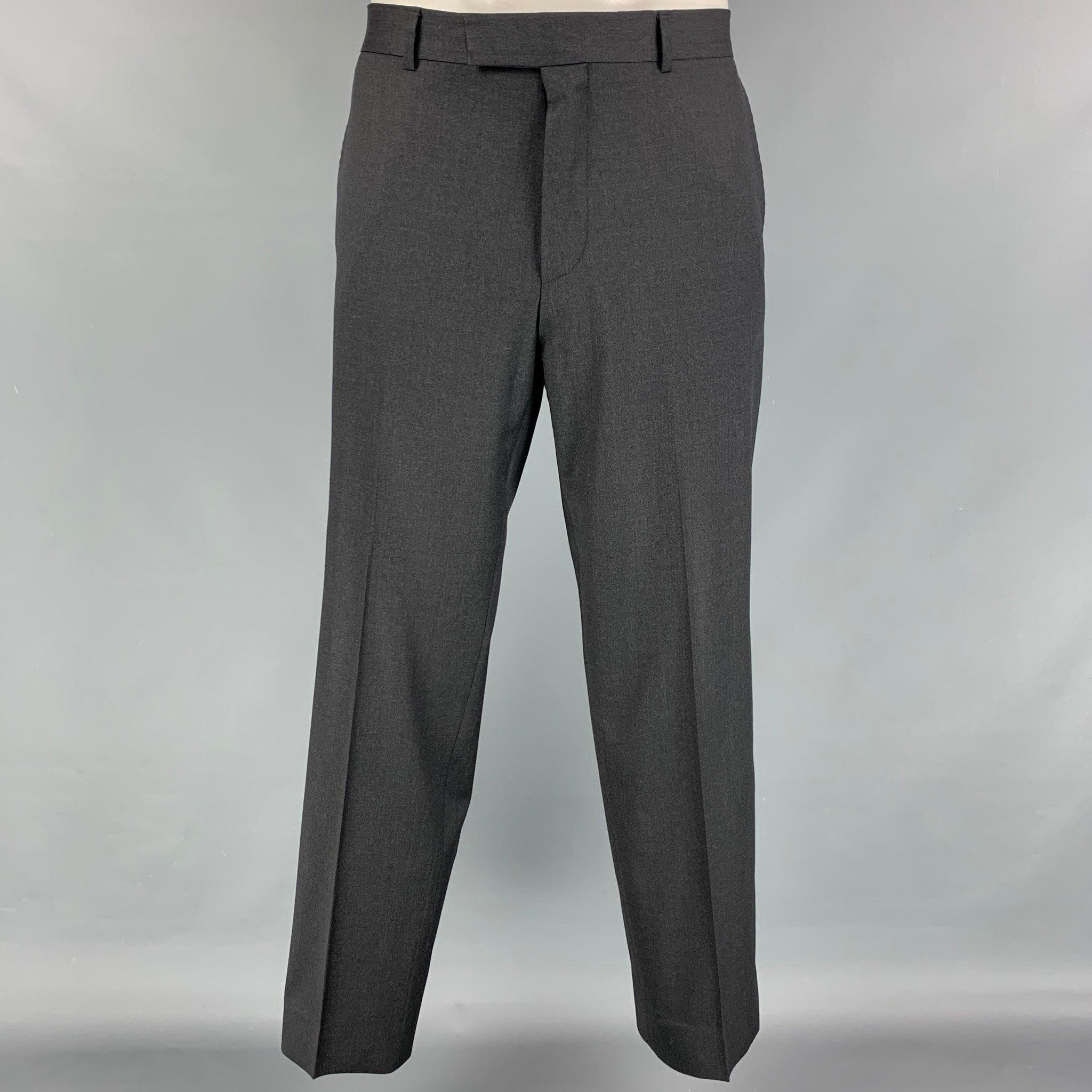 BOSS by HUGO BOSS Size 40 Grey Virgin Wool Notch Lapel Suit For Sale 1
