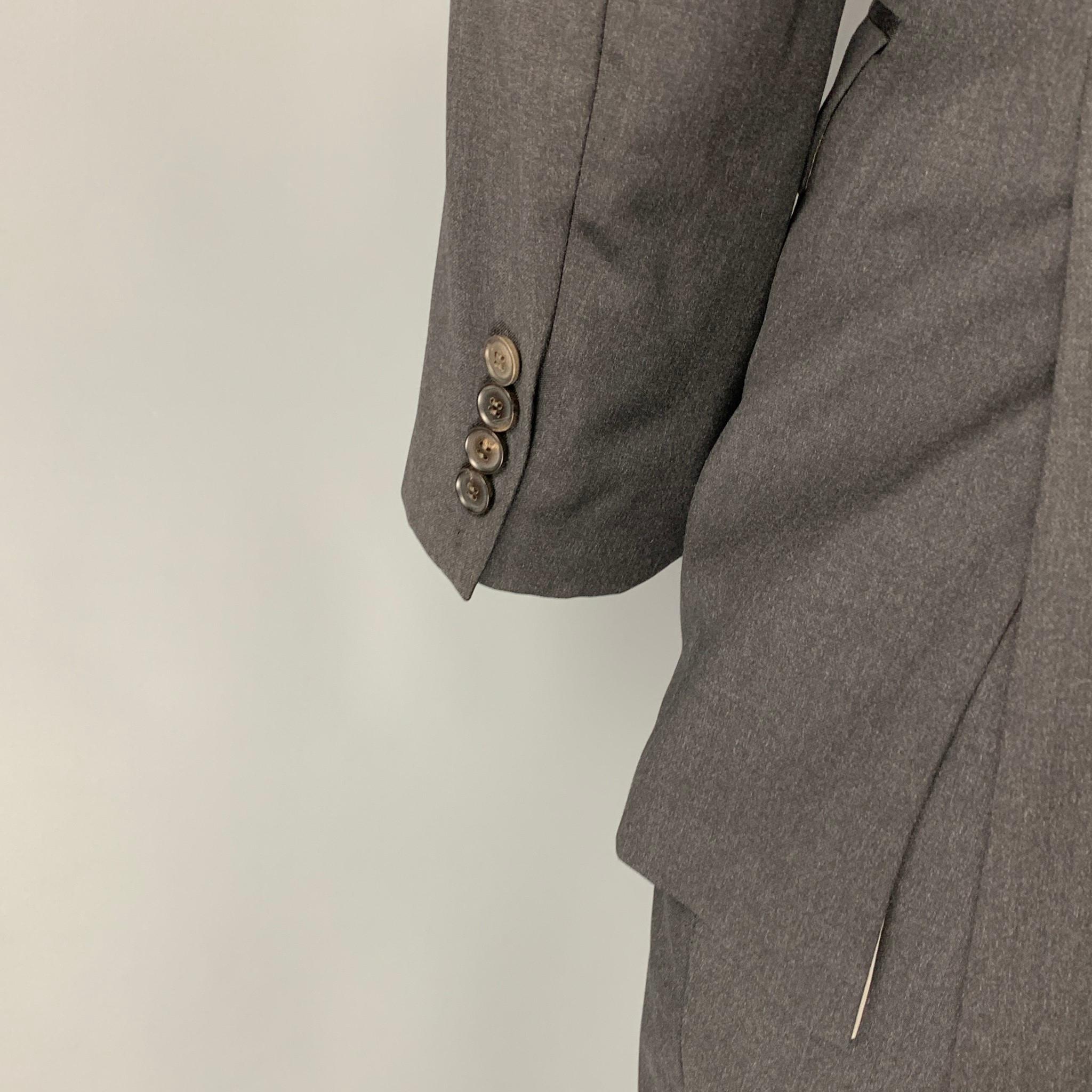 Gray BOSS by HUGO BOSS Size 40 Grey Virgin Wool Notch Lapel Suit