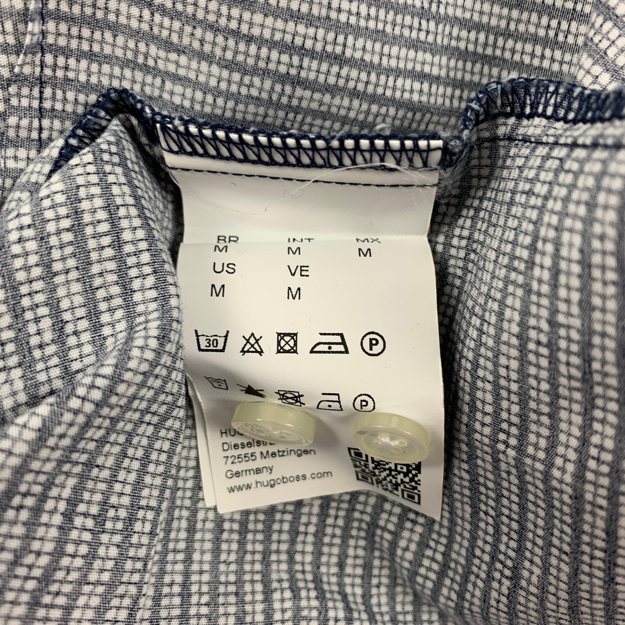 Men's BOSS by HUGO BOSS Size M Navy White Stripe Cotton Short Sleeve Shirt For Sale