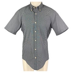 BOSS by HUGO BOSS Size M Navy White Stripe Cotton Short Sleeve Shirt