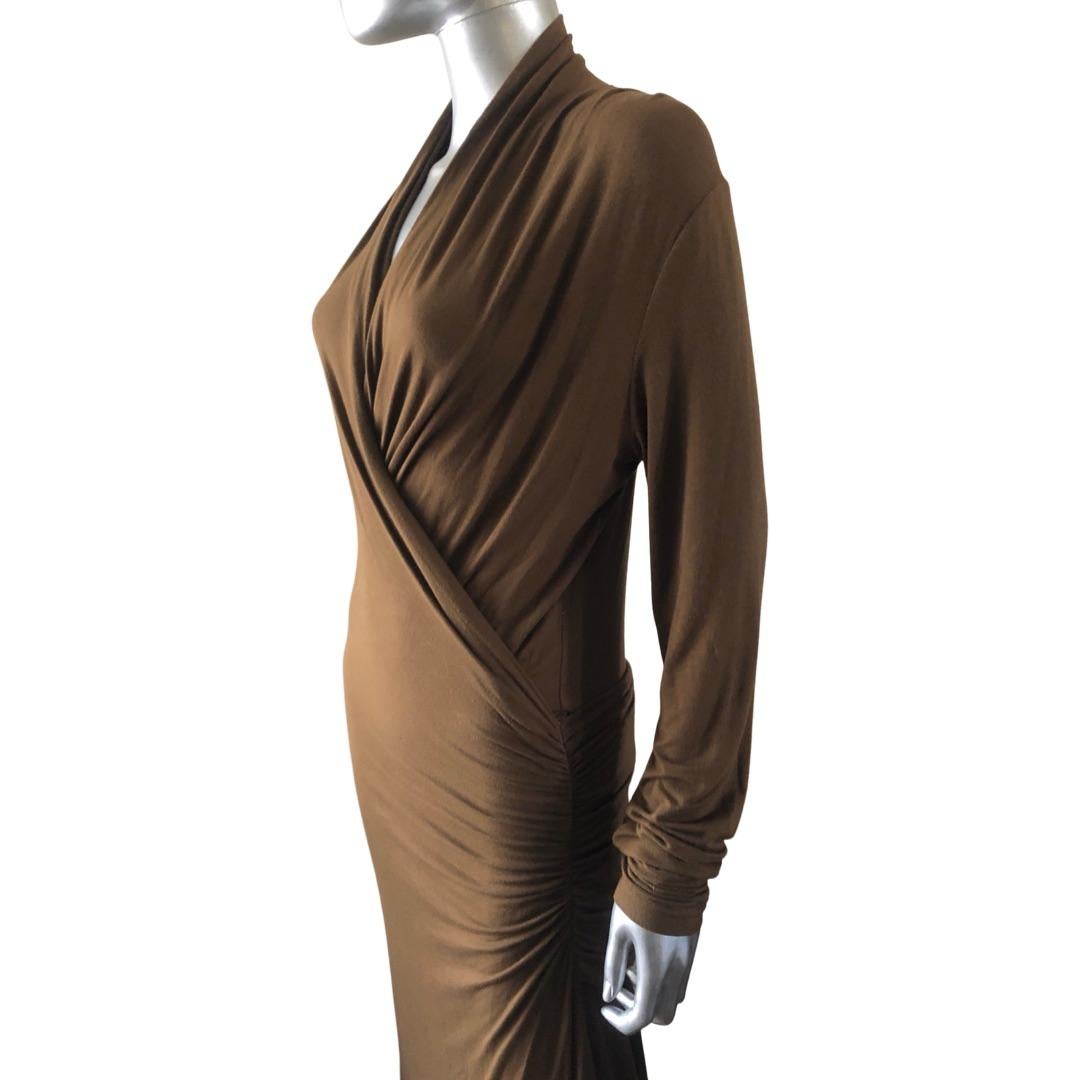 Boss by Hugo Boss Tobacco Jersey Draped Dress with Ruched Panel Italy Size L 1