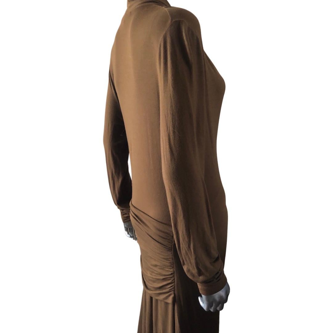 Boss by Hugo Boss Tobacco Jersey Draped Dress with Ruched Panel Italy Size L 2