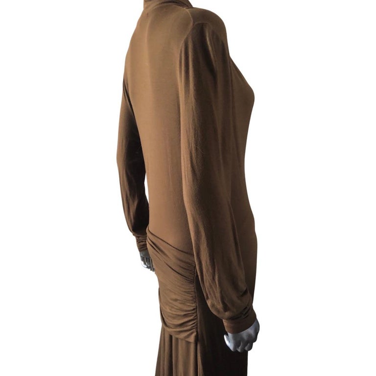 Boss by Hugo Boss Tobacco Jersey Draped Dress with Ruched Panel Italy Size  L at 1stDibs | tobacco boss, ca 23115 rn 73616
