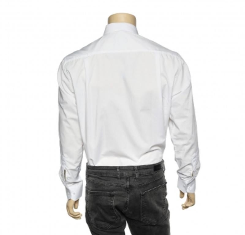 Grigio Boss By Hugo Boss - Camicia con bottoni in cotone bianco M. in vendita