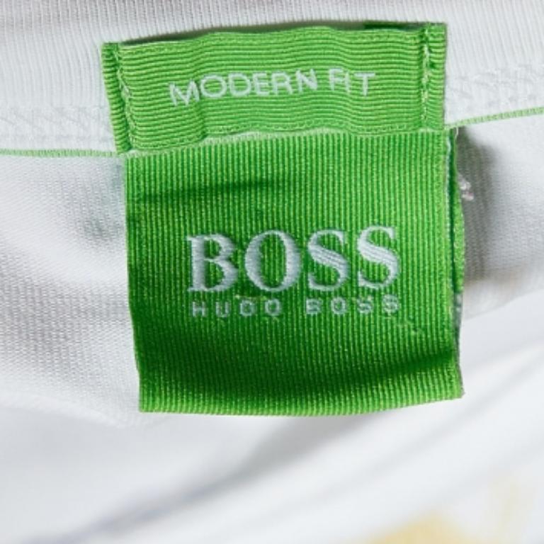 De los hombres Boss By Hugo Boss Camiseta blanca estampada de algodón de corte moderno L en venta