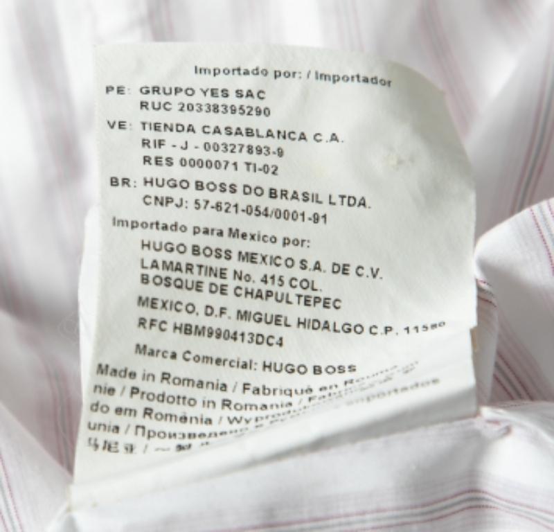 Gray Boss By Hugo Boss White Striped Cotton Shirt XXL For Sale
