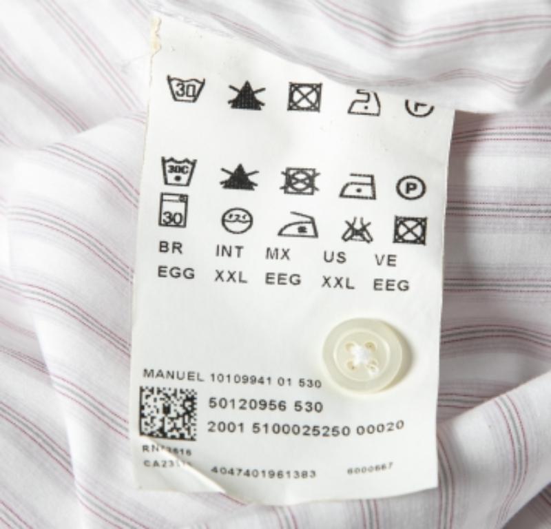 Boss By Hugo Boss White Striped Cotton Shirt XXL For Sale 1