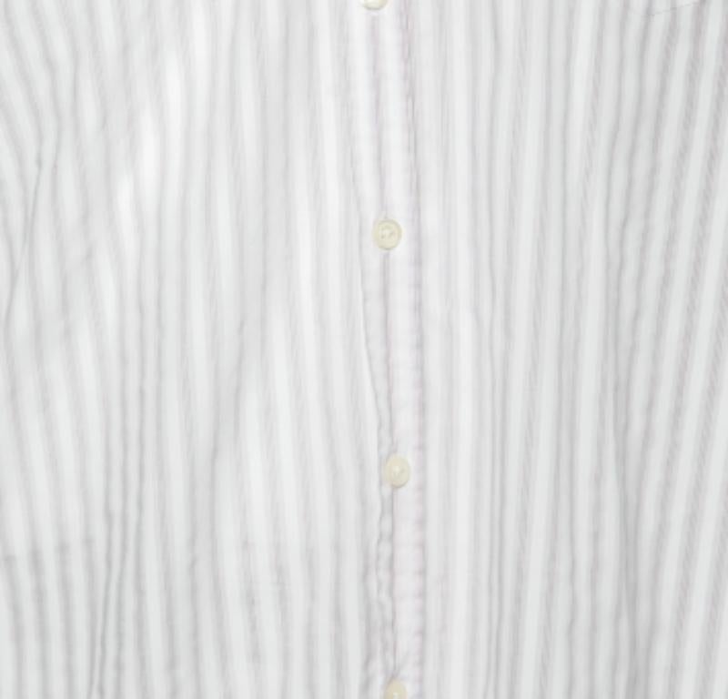 Boss By Hugo Boss White Striped Cotton Shirt XXL For Sale 4