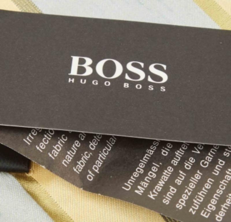 De los hombres Boss By Hugo Boss Corbata de seda con textura de rayas diagonales amarillas/azules en venta