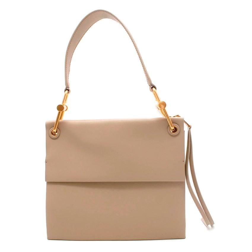 Hugo Boss Kristin shoulder bag in beige 

- Gold tone hardware
- trifold construction
- signature closure and a distinctive puller at the top zip
- magnetic closure to bag pocket 
- Soft leather suede interior 

Please note, these items are